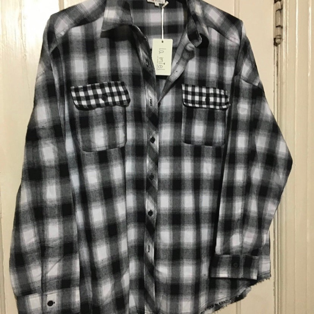 La Miel oversized flannel size large -New - Picture 2 of 9